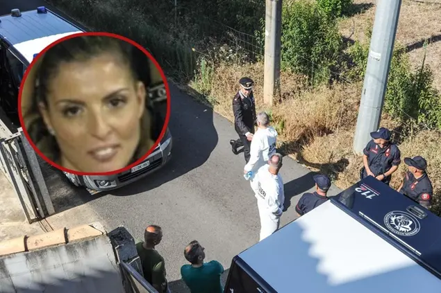 Il sopralluogo del Ris e, nel tondo, Francesca Deidda