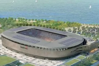 Il render del nuovo stadio del Cagliari  (L'Unione Sarda)