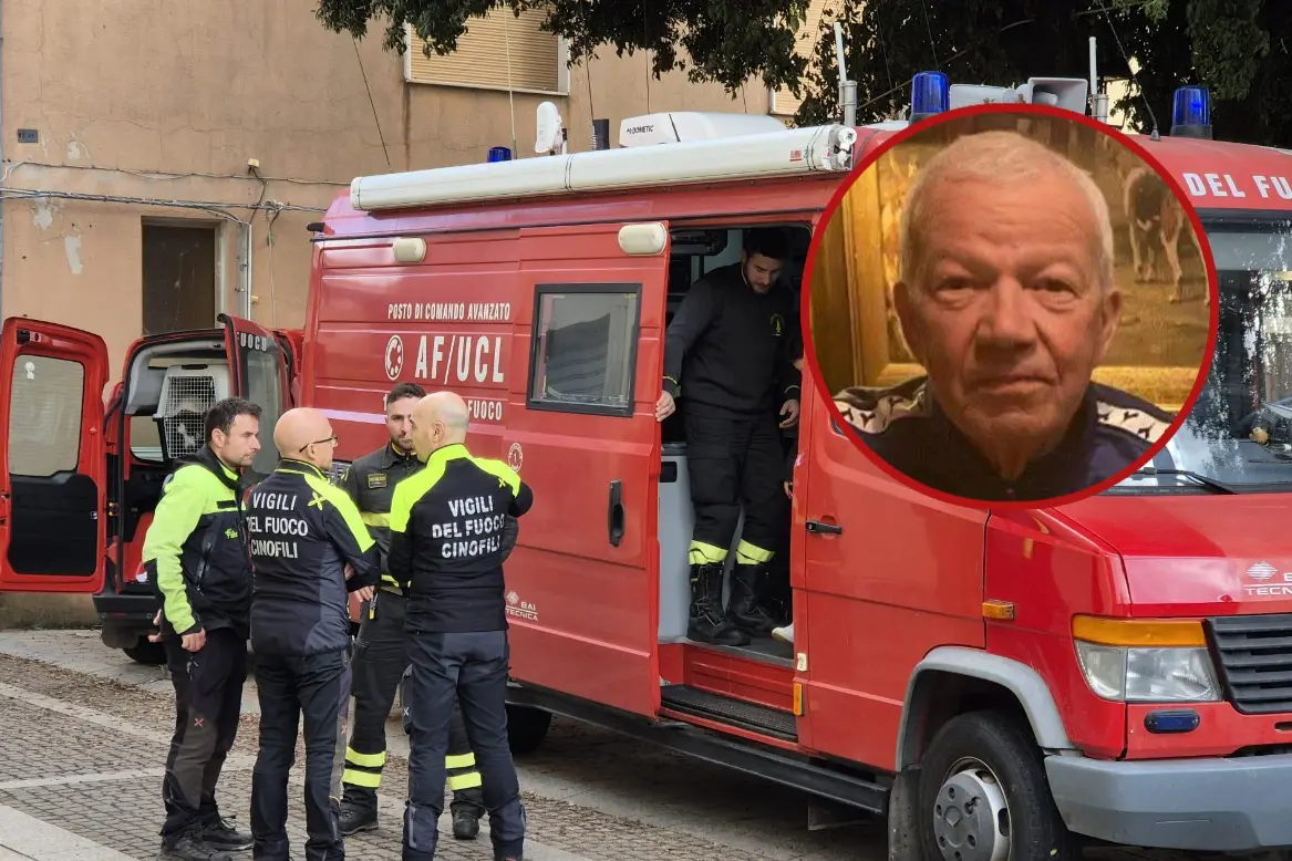 Samugheo, il punto di soccorso avanzato per le ricerche di Franco Demelas (nel tondo)