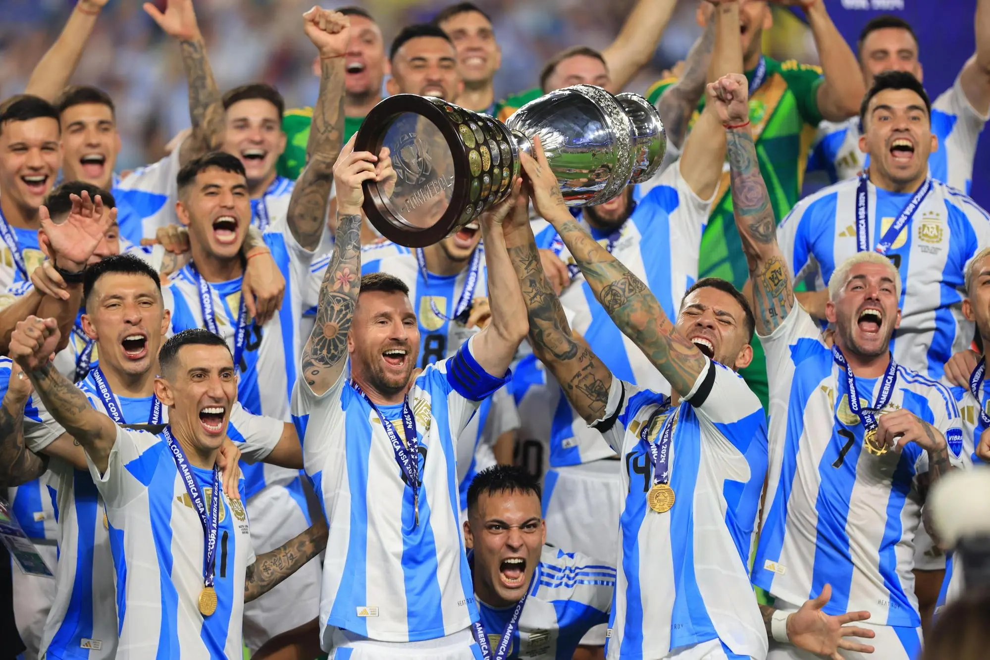 L'Argentina festeggia la Coppa America 2024 (foto Ansa/Epa)
