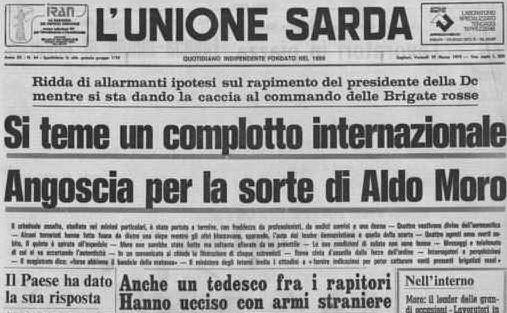 La prima pagina de L'Unione Sarda del 17 marzo 1978