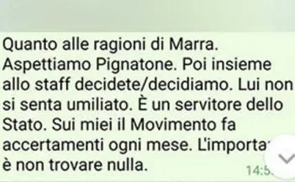 L'sms di Di Maio a Raggi (dal sito di Beppe Grillo)