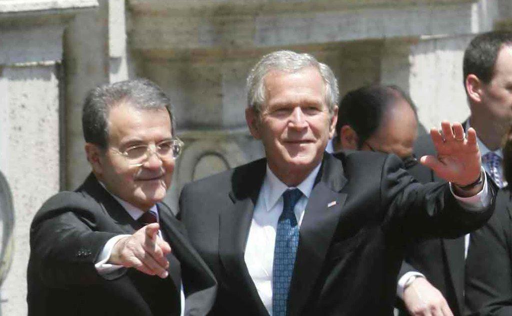 Bush con Romano Prodi