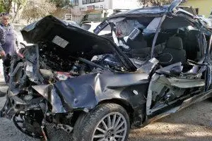 L'Alfa 147 di Maurizio Ibba, dopo l'incidente