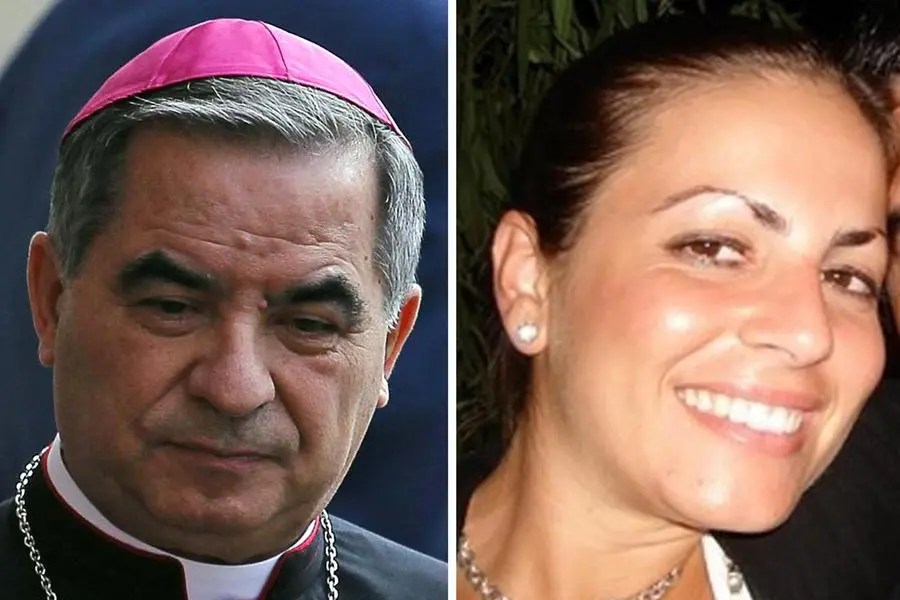 Il cardinale Angelo Becciu e Cecilia Marogna (Ansa)