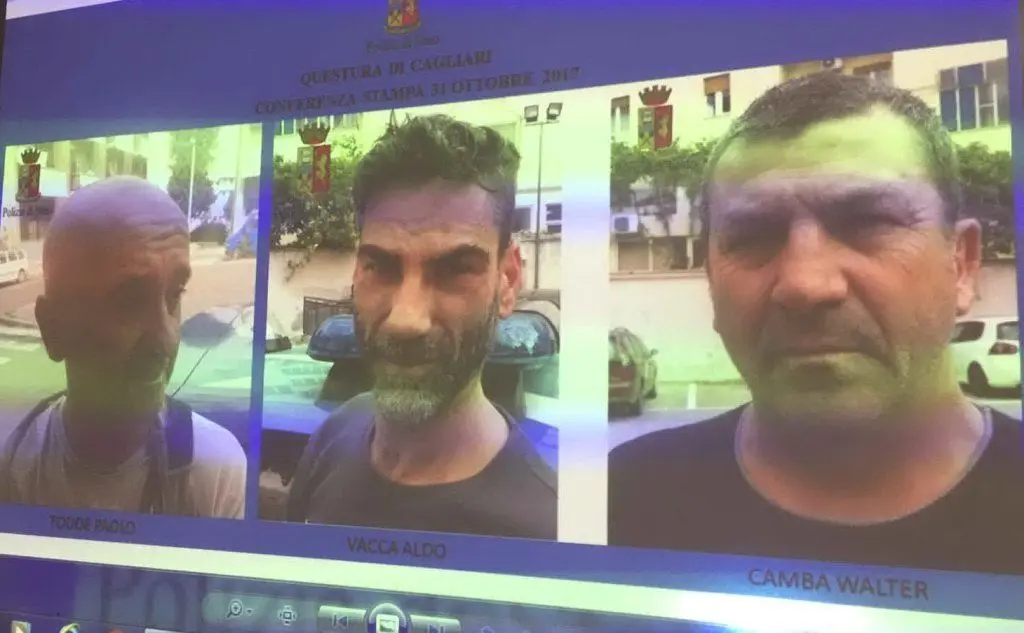 I tre arrestati: Paolo Todde, Aldo Vacca e Walter Camba