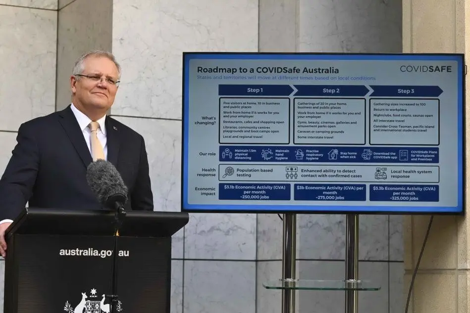 Il primo ministro australiano Scott Morrison (foto Ansa/Epa)