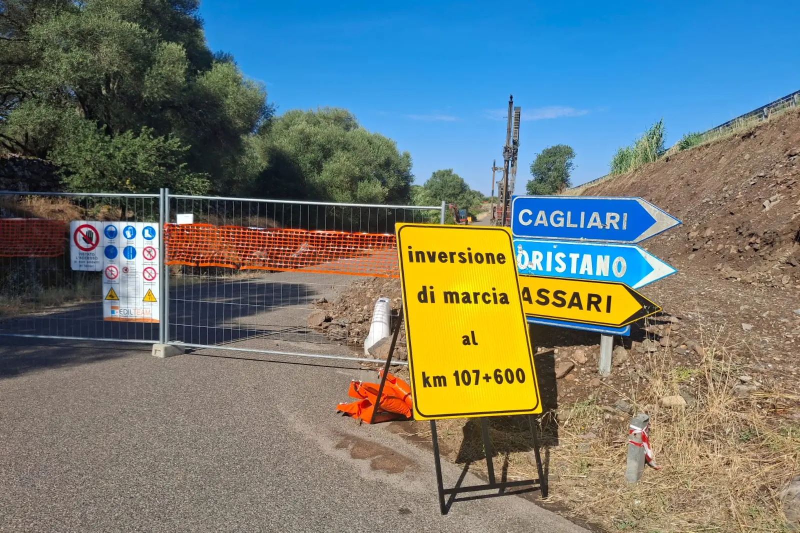 Il cantiere allo svincolo di Santa Cristina (foto Corrias)