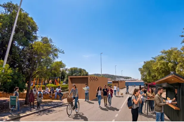 Nuova sistemazione dei food truck al Poetto (fotosimulazione)