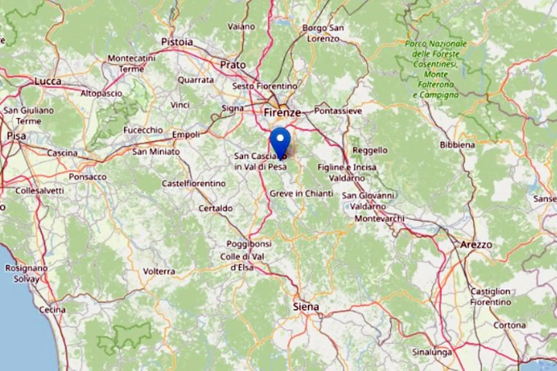 La localizzazione del sisma (Ansa - Ingv)