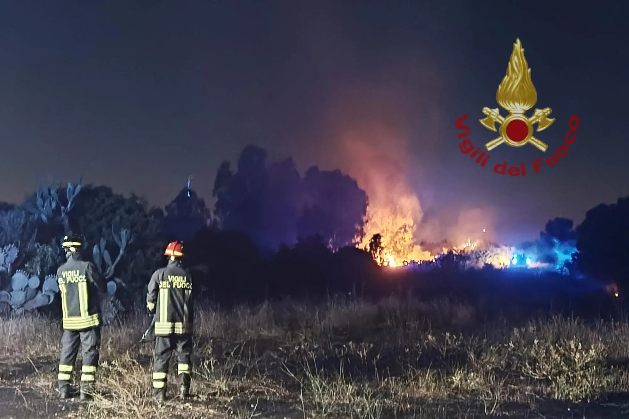 L'incendio (foto Vigili del fuoco)