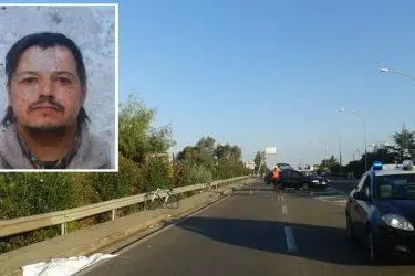 Il luogo dell'incidente e nel riquadro la vittima Cristian Dancardi - foto V.P.