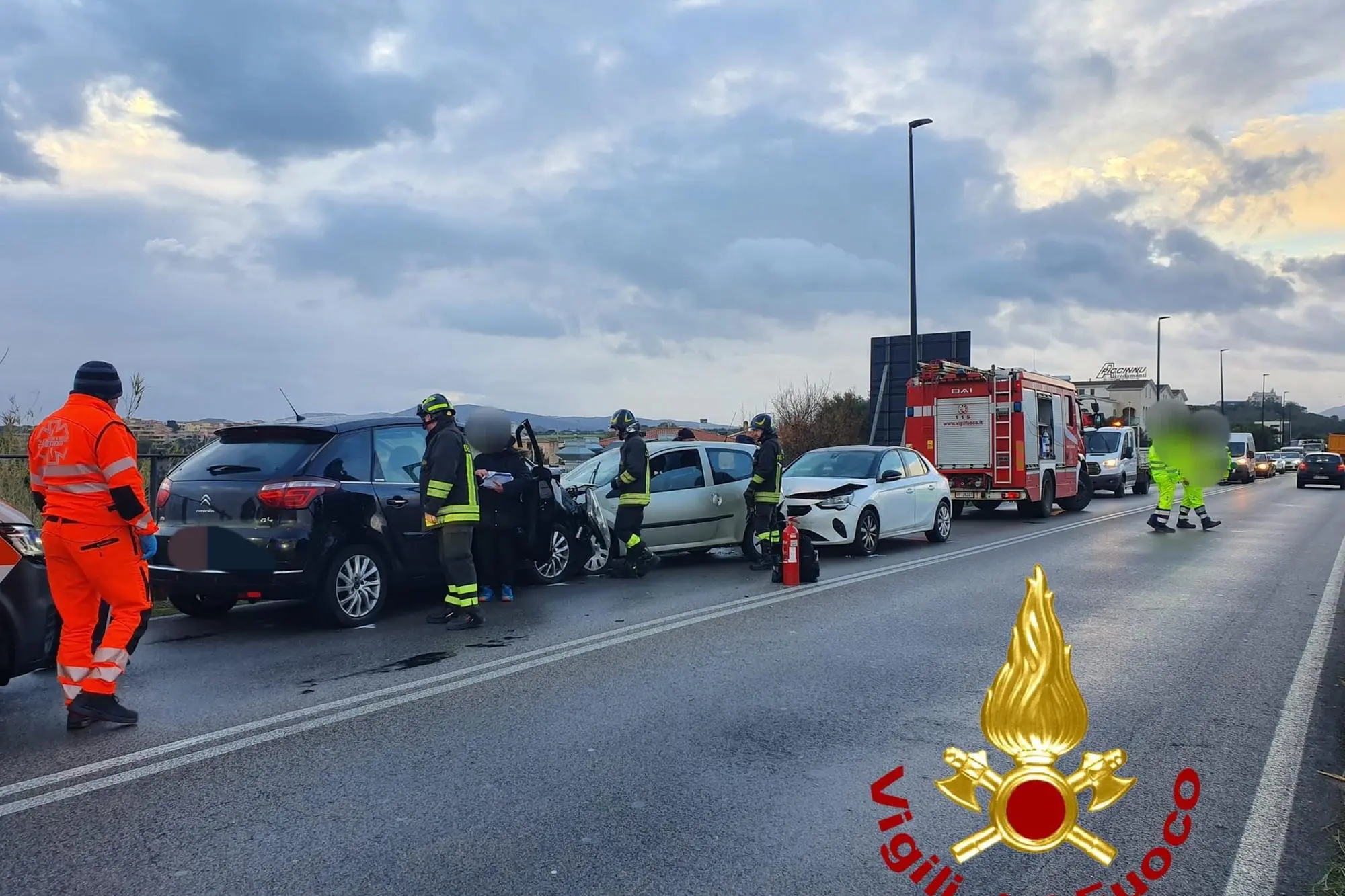 Incidente a Olbia (foto Vigili del Fuoco)