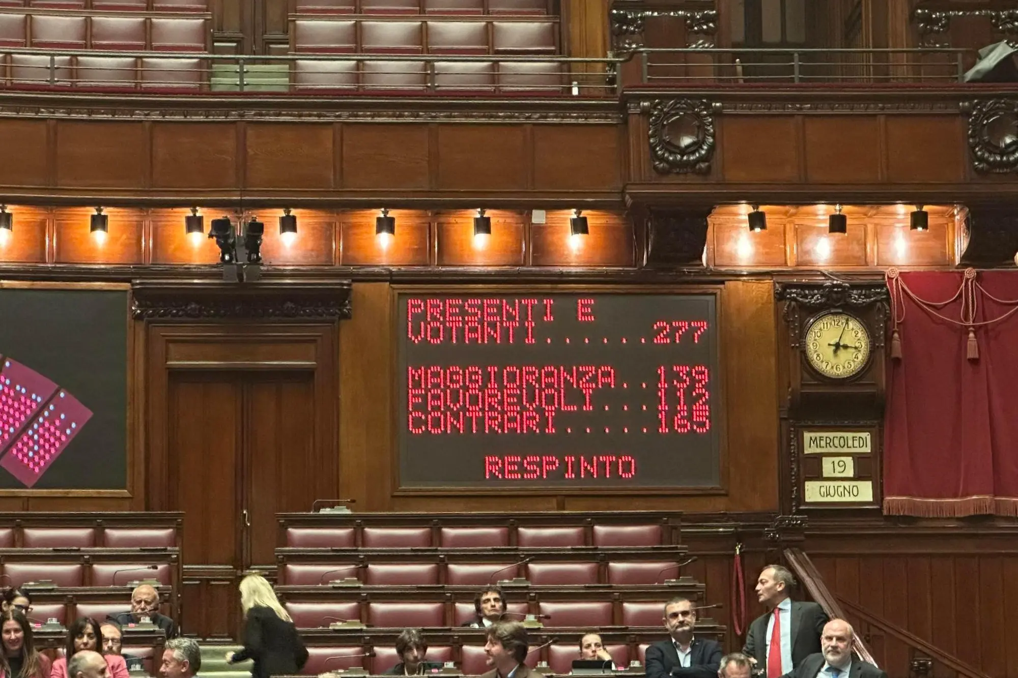 Il tabellone della Camera con l'esito del voto finale sulla legge Calderoli