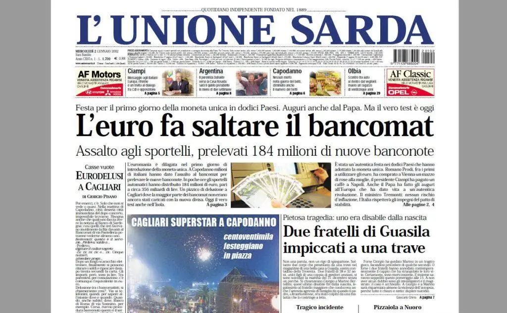 La notizia su L'Unione Sarda