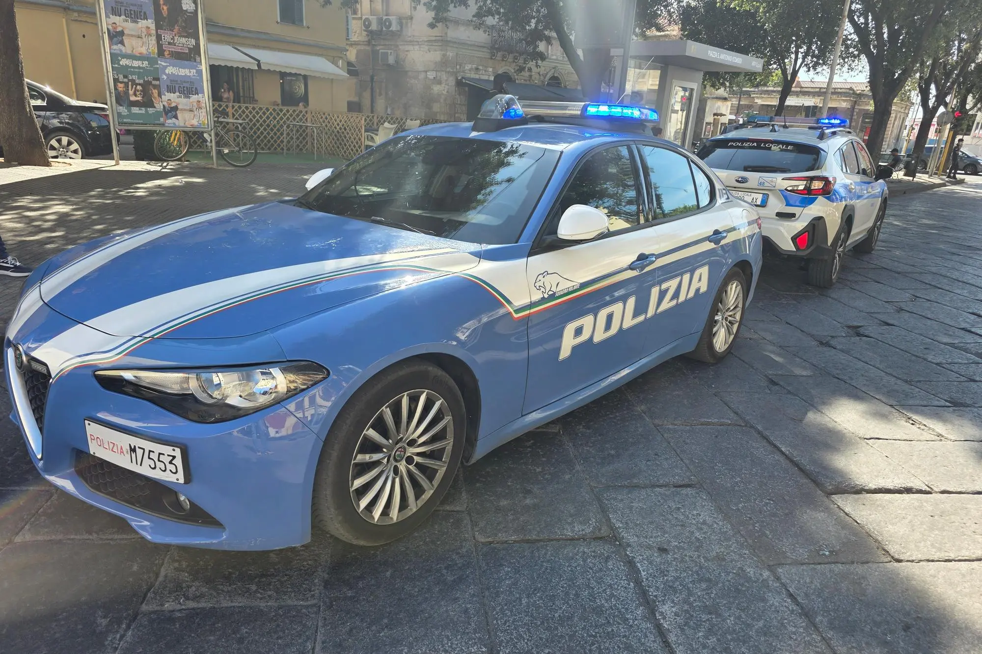 Polizia di Stato e polizia locale sul posto