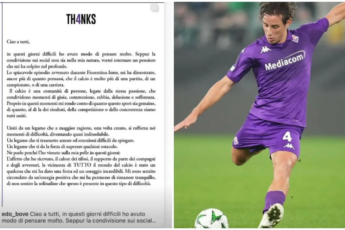 Il post di Bove (Foto da Instagram)