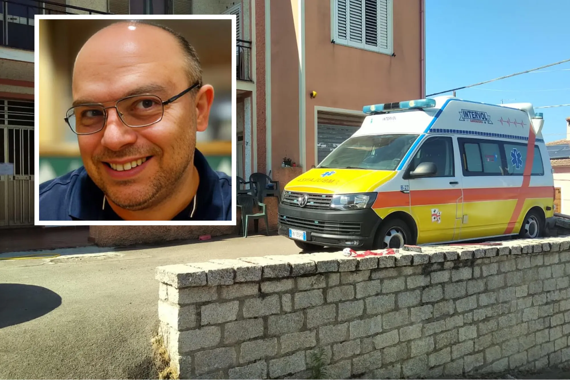 La sede dell'Intervol e, nel riquadro, Marco Pusceddu