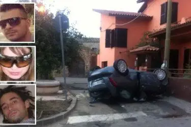 Un'immagine dello schianto ad Arixi e le tre vittime degli incidenti di stanotte nell'Isola