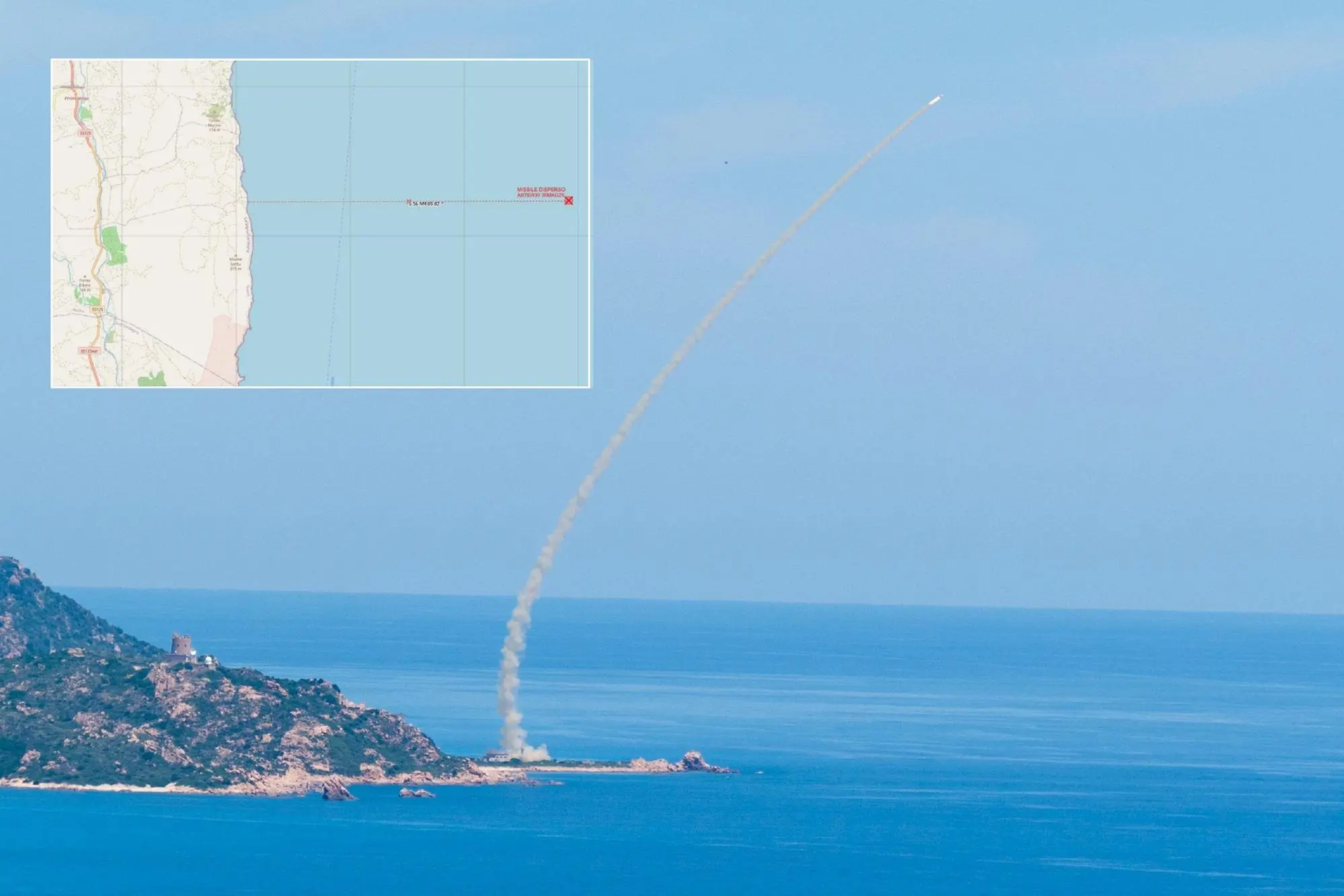 Il lancio del missile e il punto in cui risulta disperso
