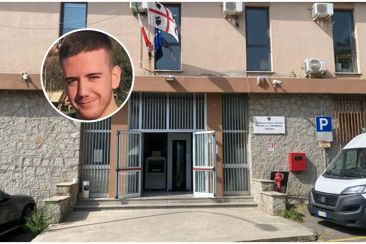 Il luogo del delitto e, nel tondo, la vittima Simone Concas