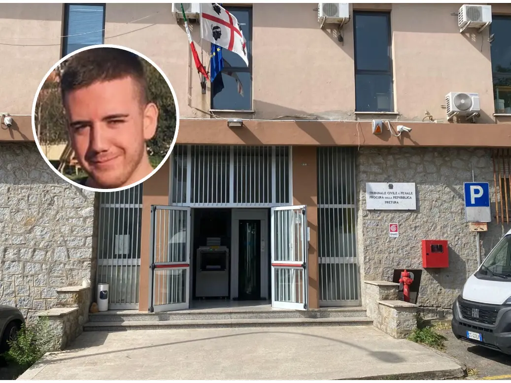 Il luogo del delitto e, nel tondo, la vittima Simone Concas