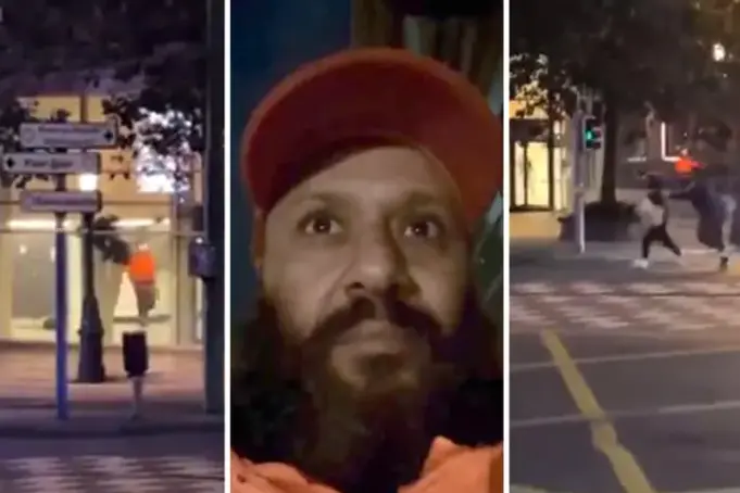 Der Angreifer und ein Bild eines Videos, das am Abend des Angriffs aufgenommen wurde