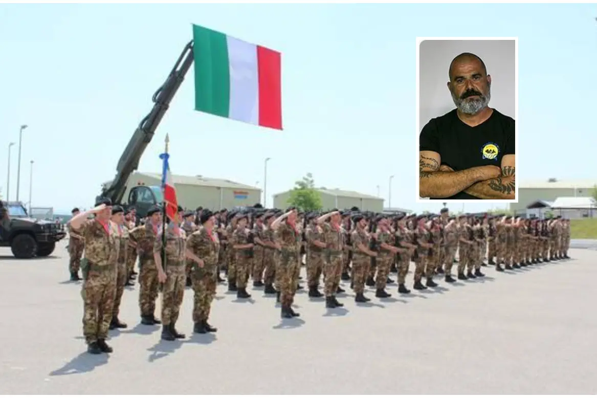 Militari italiani (Ansa) e, nel riquadro, Claudio Cadeddu