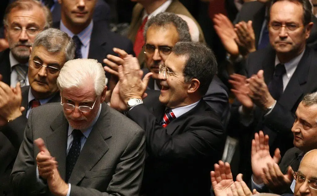 L'esultanza di Romano Prodi