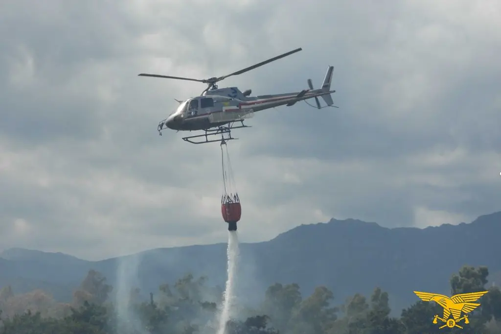 飞行中的直升机（图片来自林业总队档案）