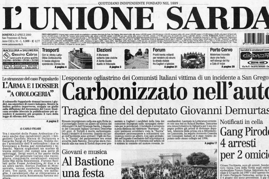 #AccaddeOggi: 2 aprile 2000, il deputato sardo Giovanni De Murtas muore carbonizzato nella sua auto