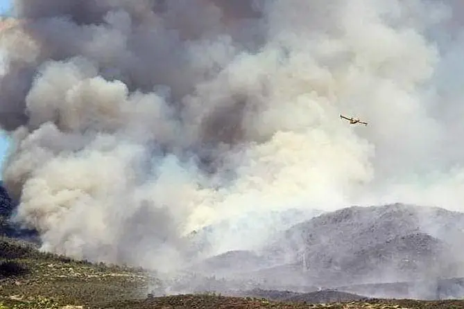L'incendio a Maracalagonis (foto L'Unione Sarda - Serreli)
