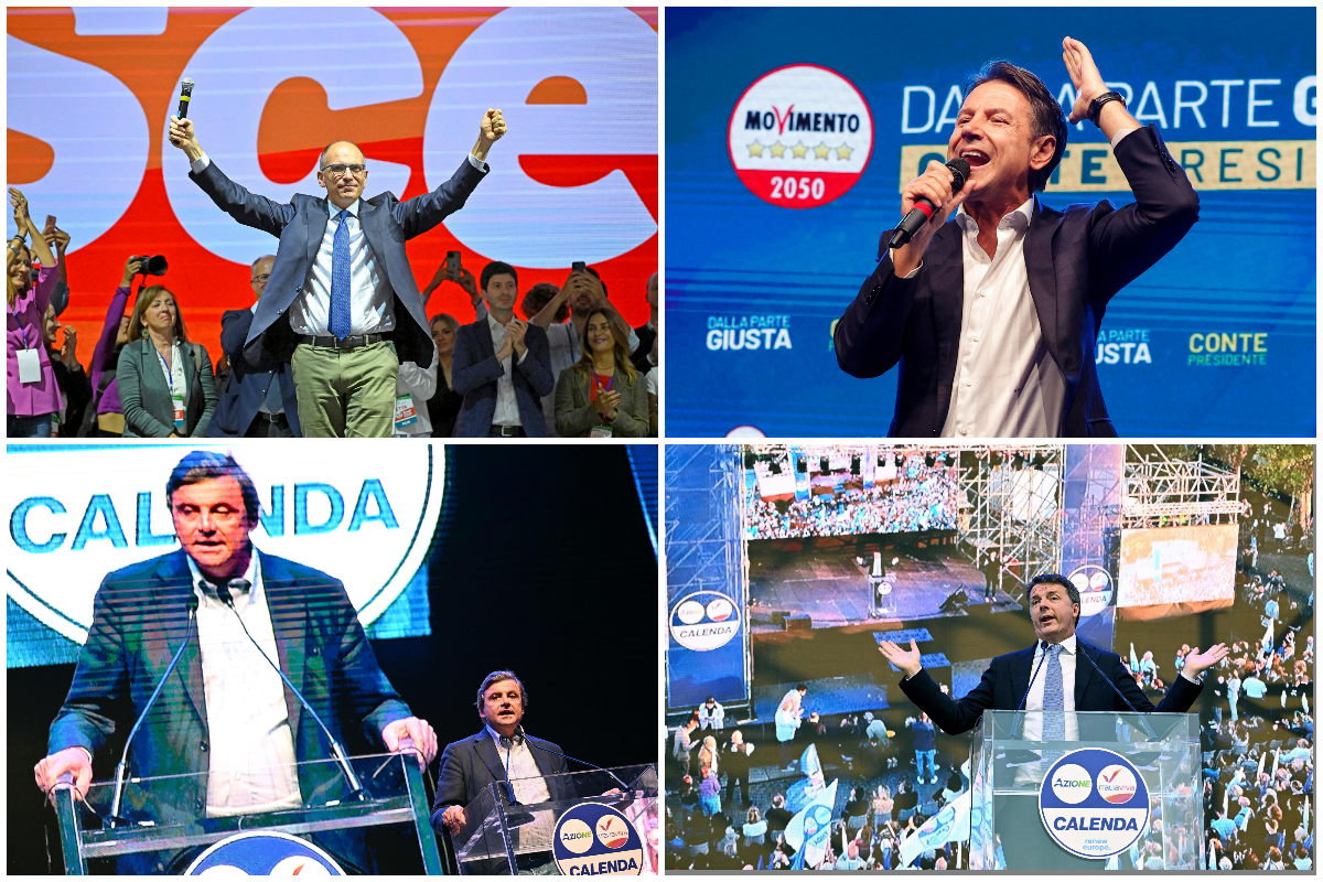 Letta, Conte, Calenda e Renzi: ultimi comizi prima del voto