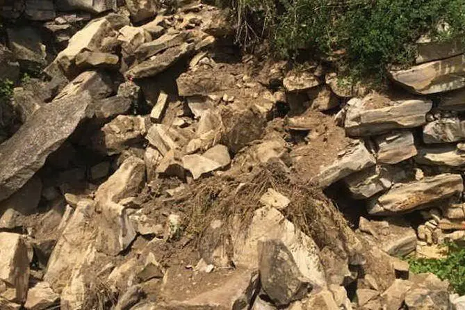 Il crollo nell'area archeologica di Pinn'e Maiolu