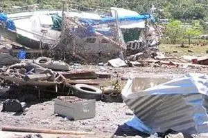 Un villaggio distrutto dallo tsunami