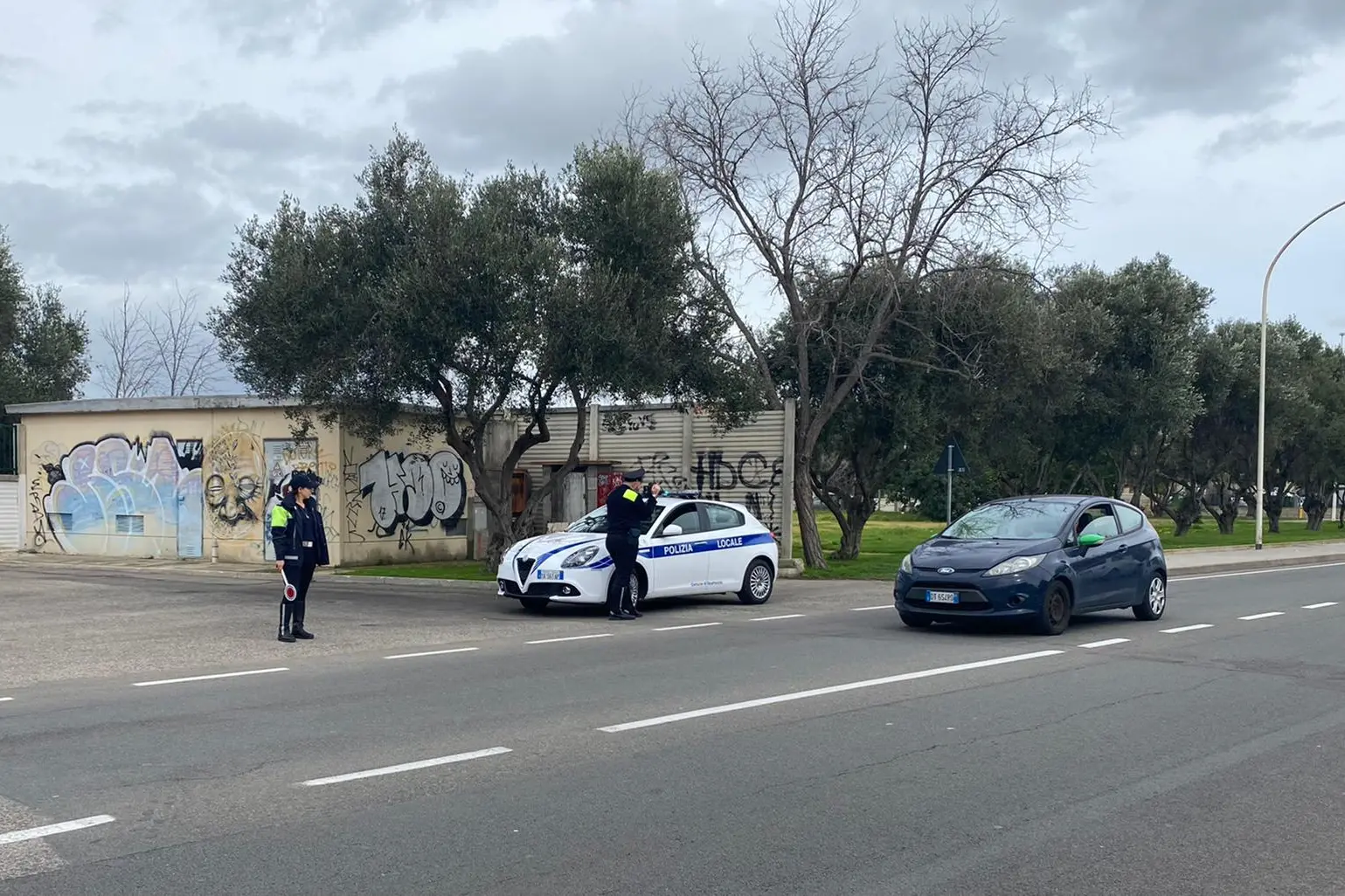 Quartucciu, controllo telelaser polizia locale (foto Francesca Melis)