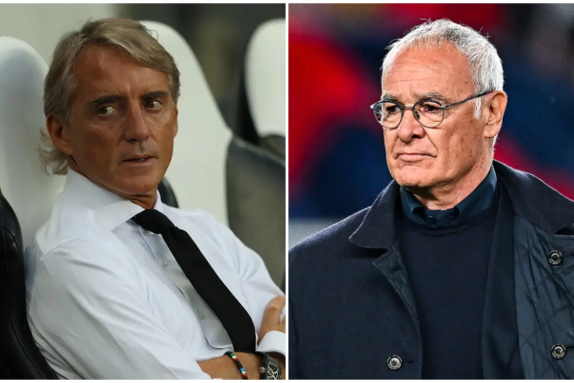 Claudio Ranieri e Roberto Mancini (Ansa)