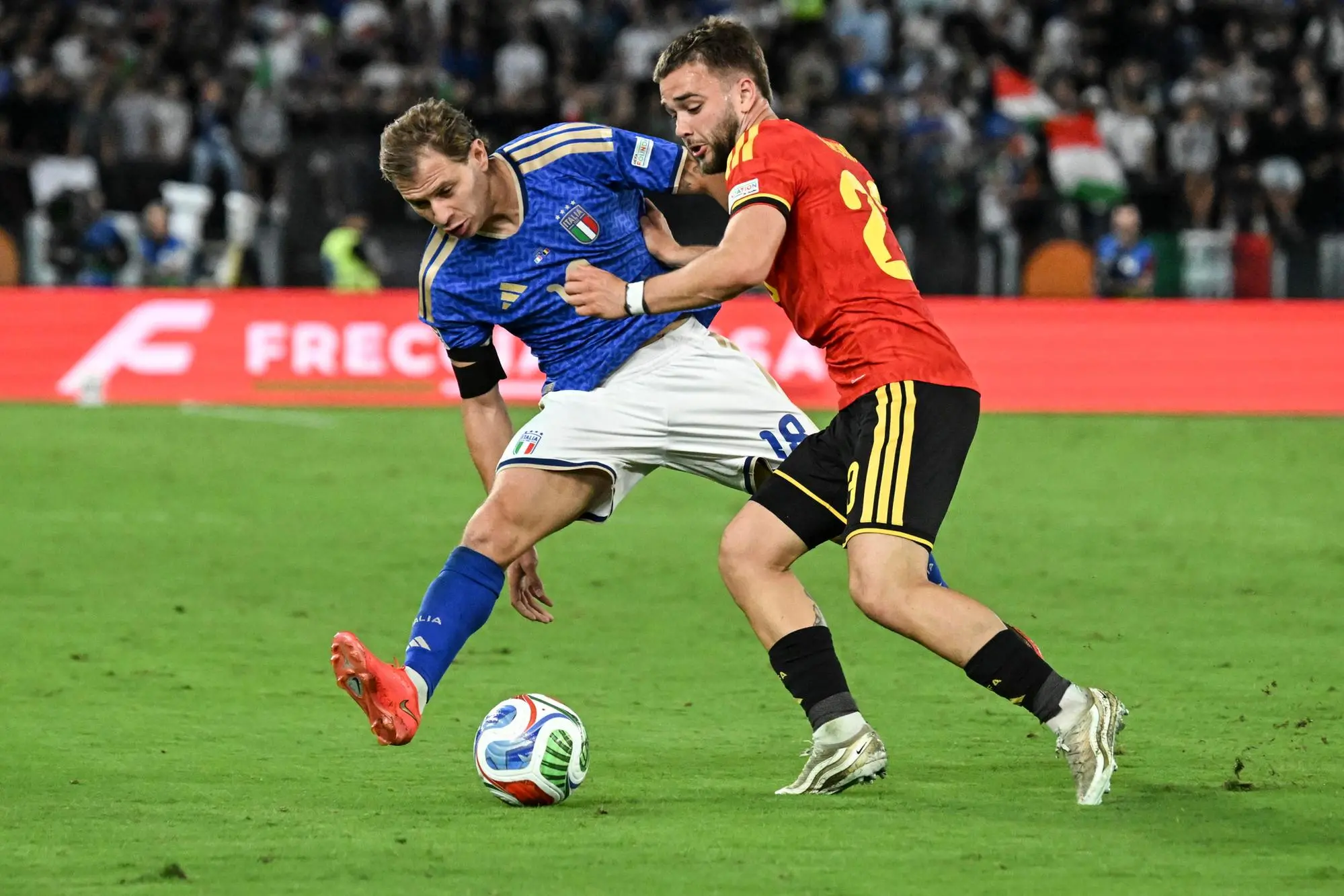 Nicolò Barella in Italia-Belgio (foto Ansa)