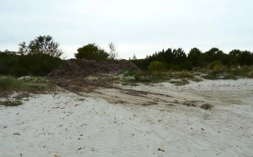 Le tracce dei mezzi che tagliano le dune
