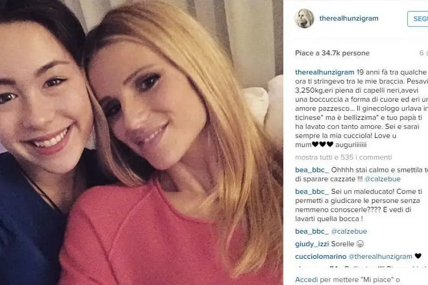 Michelle Hunziker insieme alla figlia Aurora