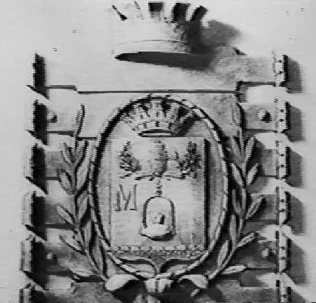 Un'immagine del primo stemma della città di Carbonia (foto concessa)