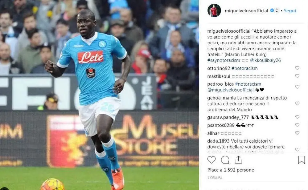 Il post del centrocampista del Genoa Miguel Veloso (foto Instagram)
