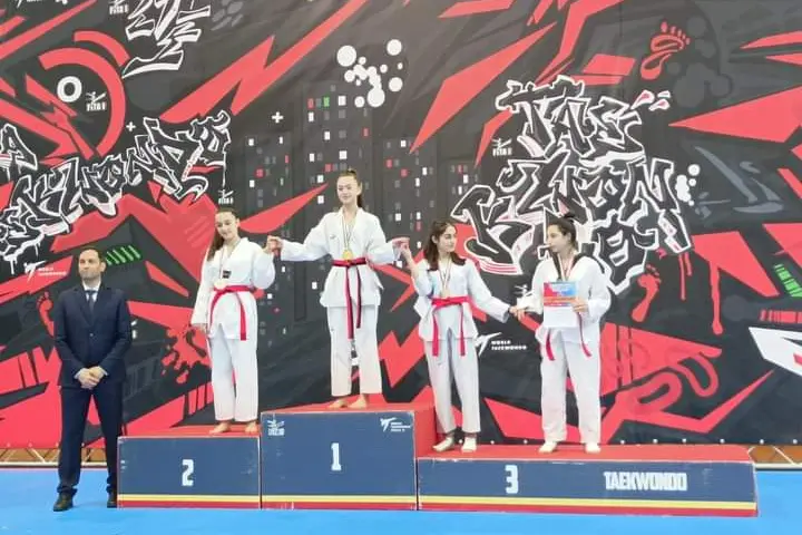 Il podio del campionato italiano Kim & Liù, cinture rosse (foto concessa)