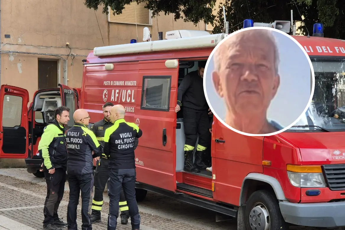 Samugheo, il punto di soccorso avanzato per le ricerche di Franco Demelas (nel tondo)