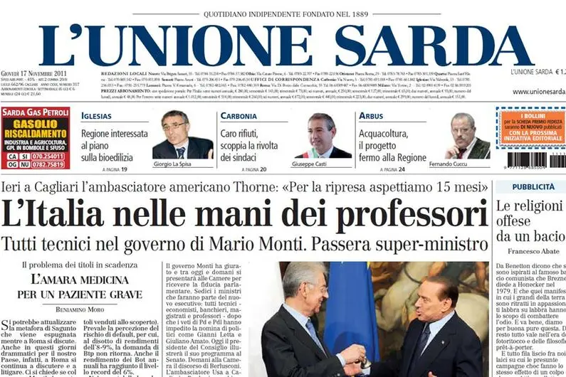 La notizia su &quot;L'Unione Sarda&quot;