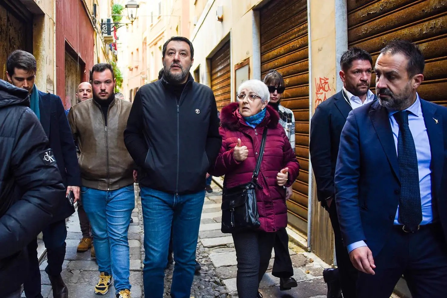Matteo Salvini a Sassari (foto Calvi)