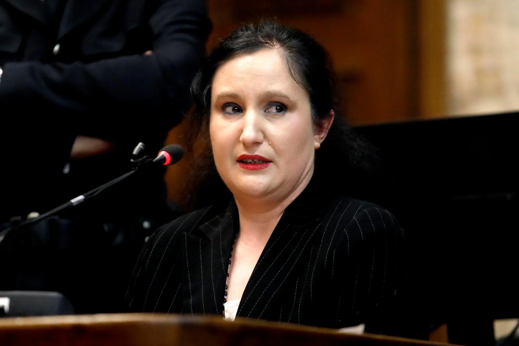 Alessia Pifferi durante l'udienza del processo per l'omicidio della figlia Diana nell'aula del Palazzo di Giustizia a Milano, 12 aprile 2024. ANSA/MOURAD BALTI TOUATI