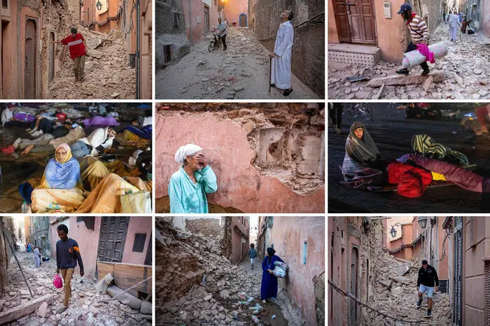 Alcune immagini del terremoto in Marocco (Ansa)