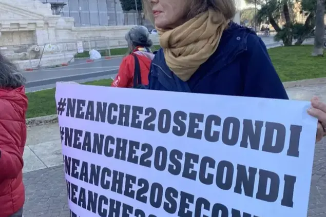 Una manifestazione a sostegno della hostess (Ansa)