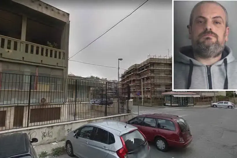 Il luogo dell'aggressione (Google maps) e nel riquadro Ciro Russo (foto polizia)